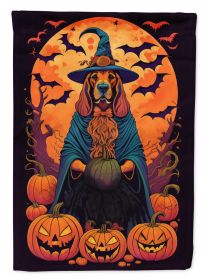 Bloodhound Witchy Halloween House Flag Large Porch Sleeve Pole Decorative Outside Yard Banner Artwork Wall Hanging, Polyester, House Size, Multic