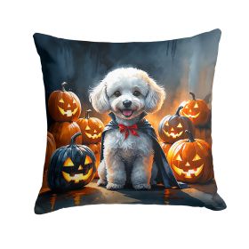 White Poodle Puppy Halloween Throw Pillow Machine Washable, Indoor Outdoor Decorative Pillow for Couch, Bed or Patio, 18Hx18W