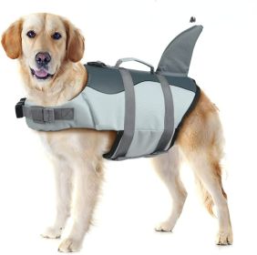 Dog Life Jacket Shark; Dog Lifesaver Vests with Rescue Handle for Small Medium and Large Dogs; Pet Safety Swimsuit Preserver for Swimming Pool Be (Colour: Rose, size: M)
